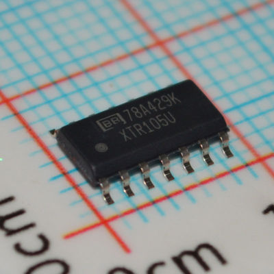 SO-14 पैकेज में RTD सेंसर एक्साइटेशन लीनियरराइजेशन, 2-वायर ऑपरेशन, 5V रेगुलेटर, 60V अनुपालन, 0.1% सटीकता और वाइड 7.5-36V सप्लाई के साथ XTR105U सटीक 4-20mA करंट लूप ट्रांसमीटर