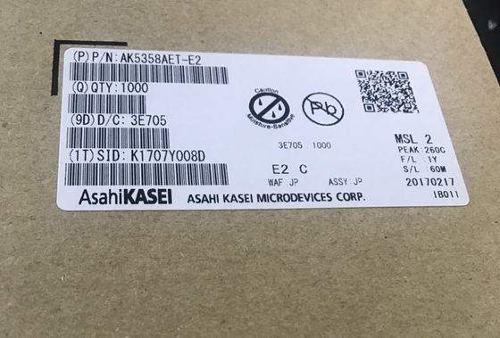 AK5358AET 24-बिट 96kHz ADC 102dB SNR कम पावर, I2S आउटपुट -40°C से +85°C कॉम्पैक्ट 16-TSSOP