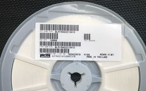 BLM15AG221SN1D 220Ω फेराइट बीड 0402 (1005 मीट्रिक) 1A नामित वर्तमान उच्च प्रतिबाधा@100MHz, वाइड टेम्प -55°C से +125°C AEC-Q200