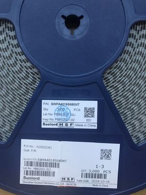 SWPA4018S680MT 68μH पावर इंडक्टर 4x4.8mm 3.2A सैट करंट 90mΩ डीसीआर, -40°C~+125°C धातु मिश्र धातु कोर