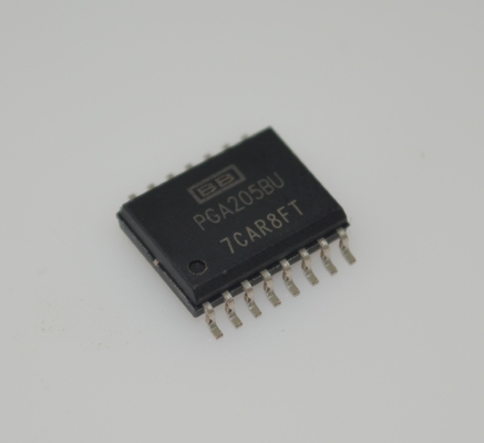 PGA205BU प्रोग्रामेबल गेन एम्पलीफायर 1-1000x गेन रेंज 1MHz बैंडविड्थ ±18V आपूर्ति 0.01% गेन त्रुटि DIP-16 -40°C से +85°C