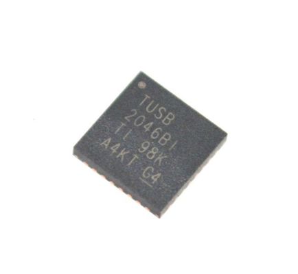 TUSB2046BIRHBR 4-पोर्ट यूएसबी 2.0 हब नियंत्रक 12 एमबीपीएस/1.5 एमबीपीएस समर्थन एकीकृत ट्रांसीवर 3.3V ऑपरेशन कम ईएमआई पावर सेविंग मोड और औद्योगिक तापमान रेंज (-40°C से 85°C)