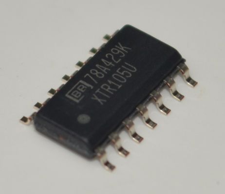 SO-14 पैकेज में RTD सेंसर एक्साइटेशन लीनियरराइजेशन, 2-वायर ऑपरेशन, 5V रेगुलेटर, 60V अनुपालन, 0.1% सटीकता और वाइड 7.5-36V सप्लाई के साथ XTR105U सटीक 4-20mA करंट लूप ट्रांसमीटर