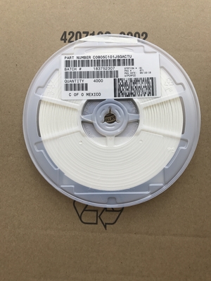 C0805C101J5GACTU 100pF 50V C0G/NP0 0805 सिरेमिक कैपेसिटर ±5% सहिष्णुता उच्च आवृत्ति स्थिरता अल्ट्रा-लो ESR उच्च Q मूल्य और टेप और सटीक सर्किट के लिए रील पैकेजिंग