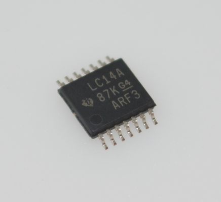 SN74LVC14APWR 1.65-5.5V वाइड वीसीसी 10ns अधिकतम tp 0.5μA कम आईसीसी ± 24mA आउटपुट ड्राइव एचबीएम ईएसडी सुरक्षा टीएसएसओपी -14 पैकेज और -40 डिग्री सेल्सियस से +125 डिग्री सेल्सियस रेटिंग के साथ 6-चैनल श्मिट-ट्रिगर इन्वर्टर