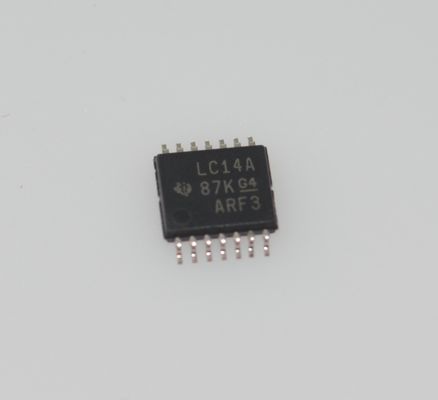SN74LVC14APWR 1.65-5.5V वाइड वीसीसी 10ns अधिकतम tp 0.5μA कम आईसीसी ± 24mA आउटपुट ड्राइव एचबीएम ईएसडी सुरक्षा टीएसएसओपी -14 पैकेज और -40 डिग्री सेल्सियस से +125 डिग्री सेल्सियस रेटिंग के साथ 6-चैनल श्मिट-ट्रिगर इन्वर्टर