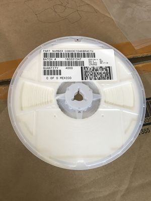 C0603C104K8RACTU 100nF 10V X7R 0603 MLCC 10% सहिष्णुता के साथ उच्च क्षमता स्थिर प्रदर्शन -55°C से +125°C और RoHS अनुपालन