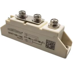 SKKT106/16E 1600V 106A डुअल थाइरिस्टोर मॉड्यूल कम VF 1.35V 2.4kA सर्ज AlN सिरेमिक बेस प्रेशर संपर्क SEMIPACK1 पृथक UL सॉफ्ट स्टार्टर और ड्राइव के लिए प्रमाणित
