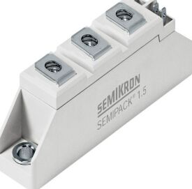 SKKT106/16E 1600V 106A डुअल थाइरिस्टोर मॉड्यूल कम VF 1.35V 2.4kA सर्ज AlN सिरेमिक बेस प्रेशर संपर्क SEMIPACK1 पृथक UL सॉफ्ट स्टार्टर और ड्राइव के लिए प्रमाणित