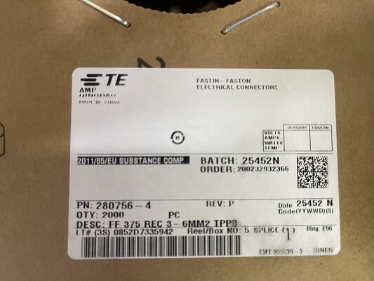 280756-4 4 पोजीशन 2.5 मिमी पिच वायर-टू-बोर्ड रिसेप्टेकल क्रिम्प हाउसिंग फ्रिक्शन लॉक पैनल माउंट यूएल 94V-0 पोलराइज्ड 4.5A पावर डिस्ट्रीब्यूशन और इंडस्ट्रियल कंट्रोल्स के लिए रेटिंग